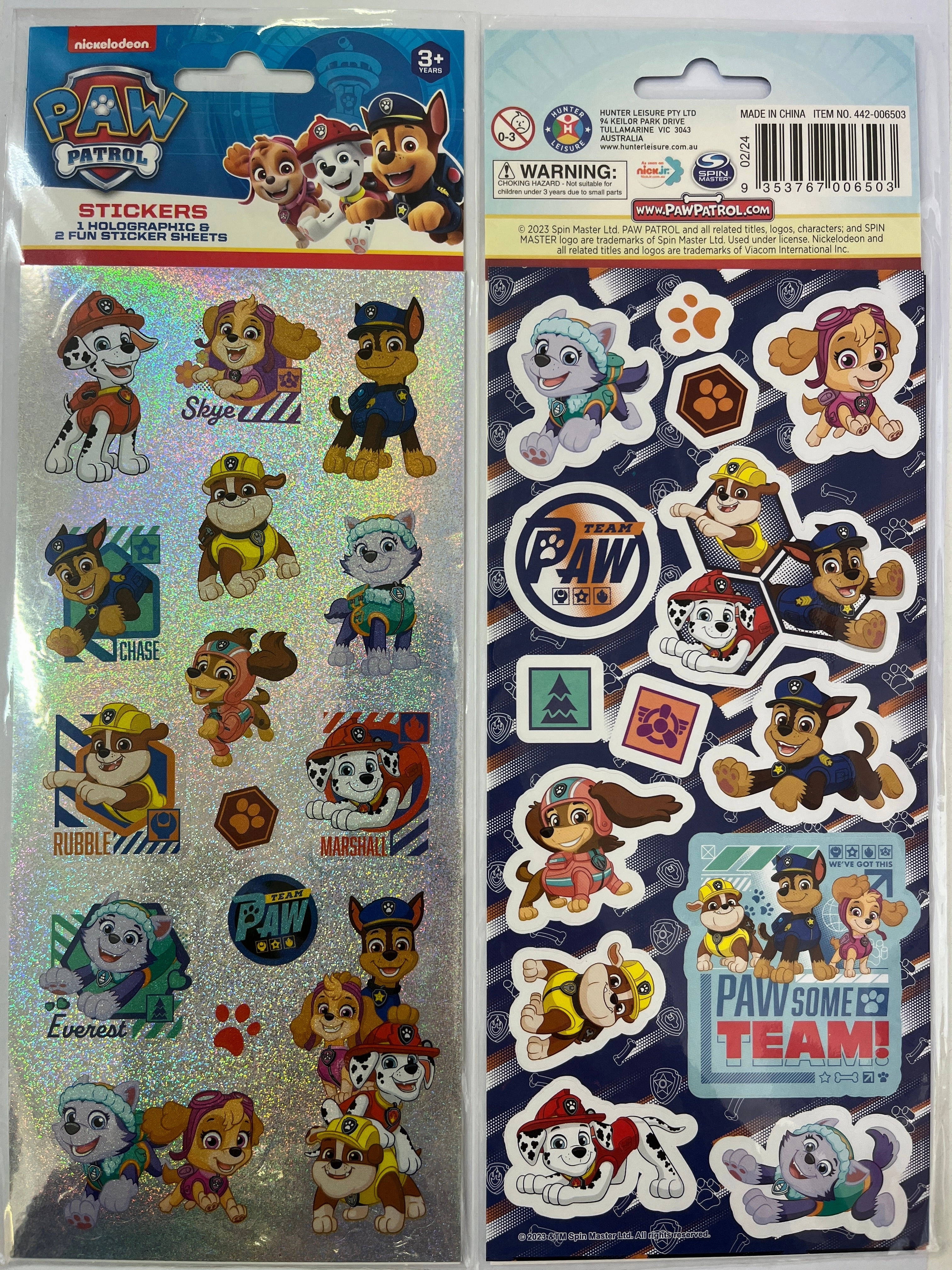 Paw patrol Hollographic Stickers