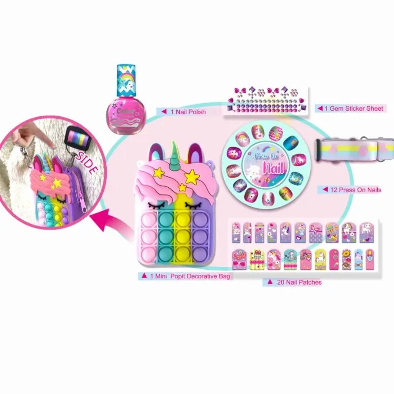 Pecoware Pop It Purse Nail Beuaty Set For girls