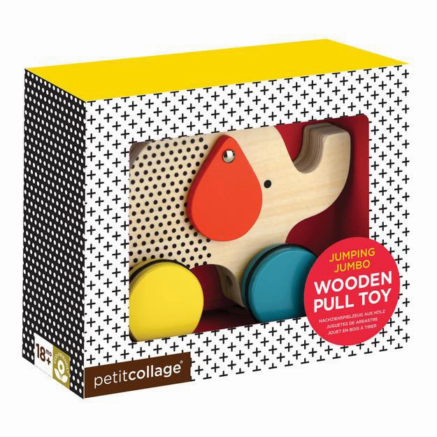 Petit Collage Jumping Jumbo Elephant Wood Pull Toys