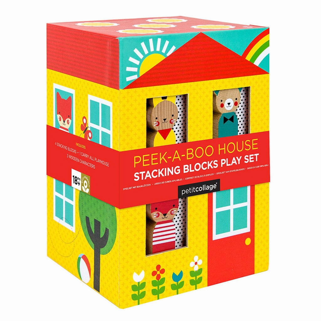 Petit Collage Peek-A-Boo House Stacking Blocks Play Set