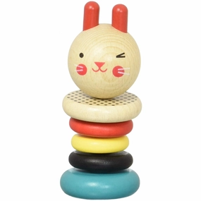 Petit Collage Rabbit Wood Rattle