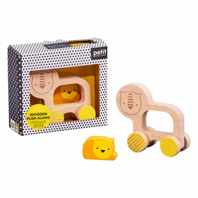 Petit Collage Wooden Push Along Animal Car Lion 2.0