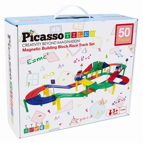 Picasso Tiles Picasso Tiles 50pc Magnetic Race Track Building Blocks