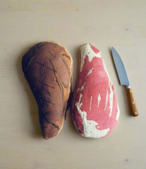 Plant-Based Dual-Sided Ribeye Steak Toy  Raw & Cooked Sides - 1 Pcs