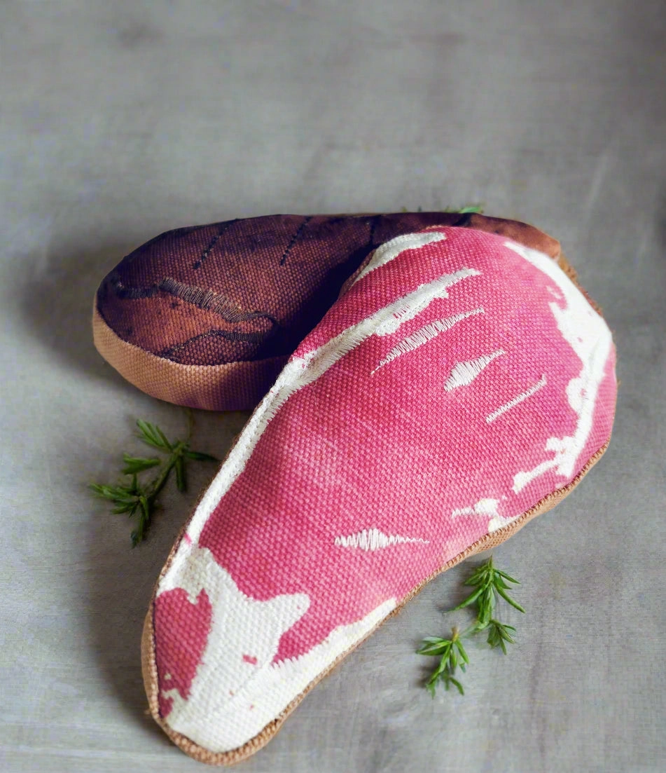 Plant-Based Dual-Sided Ribeye Steak Toy  Raw & Cooked Sides - 1 Pcs