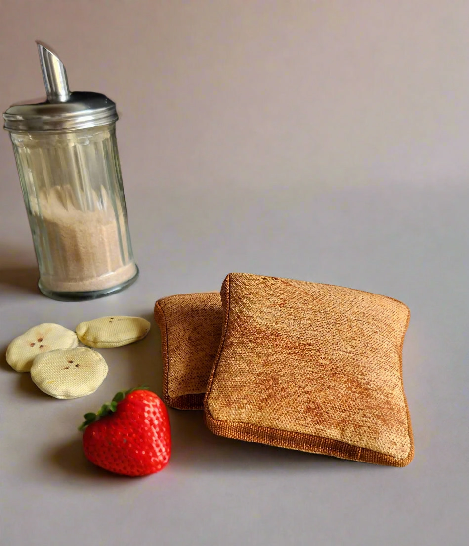 Play Food Set  Bread, Fruit & Chocolate with Embroidered Placemat