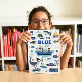 Poppik Mini Discovery The Sea Blue Educational Poster with 26 Stickers