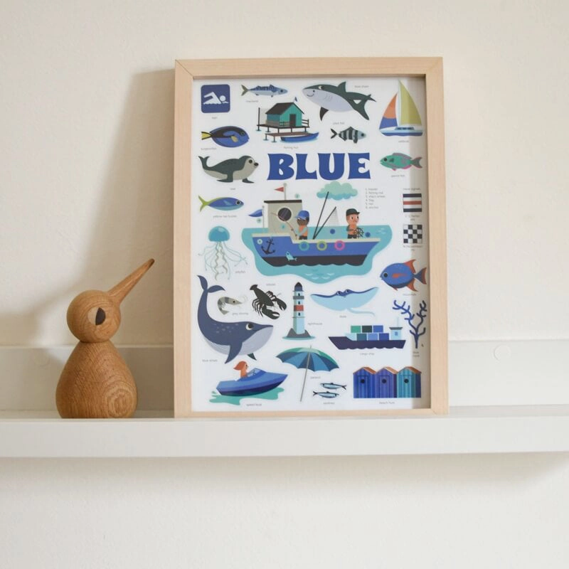 Poppik Mini Discovery The Sea Blue Educational Poster with 26 Stickers