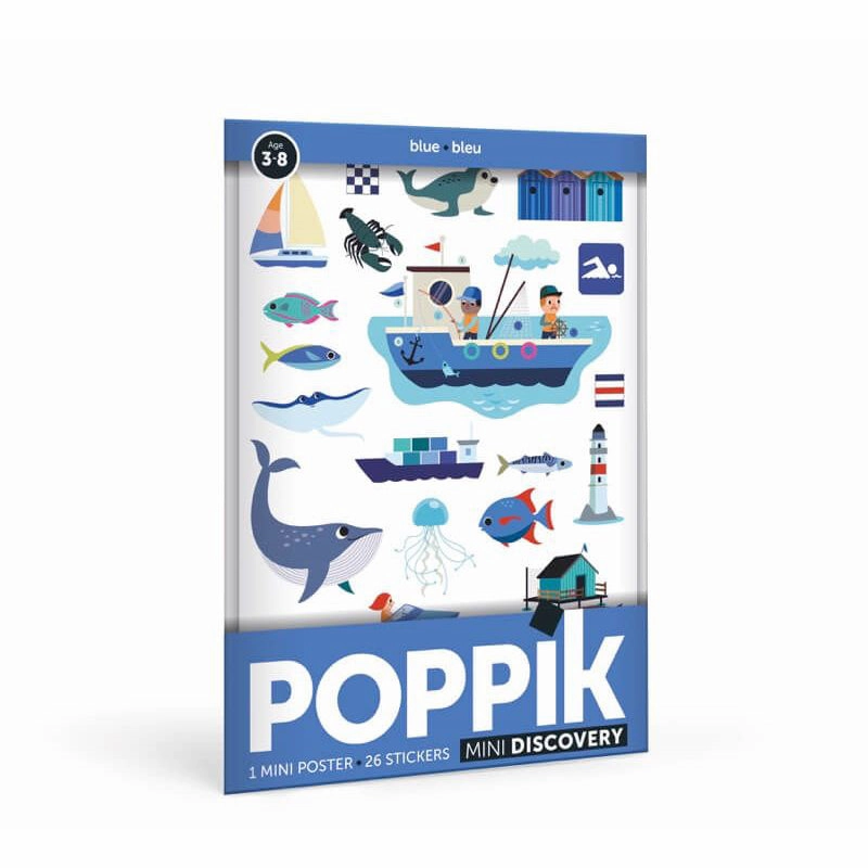 Poppik Mini Discovery The Sea Blue Educational Poster with 26 Stickers