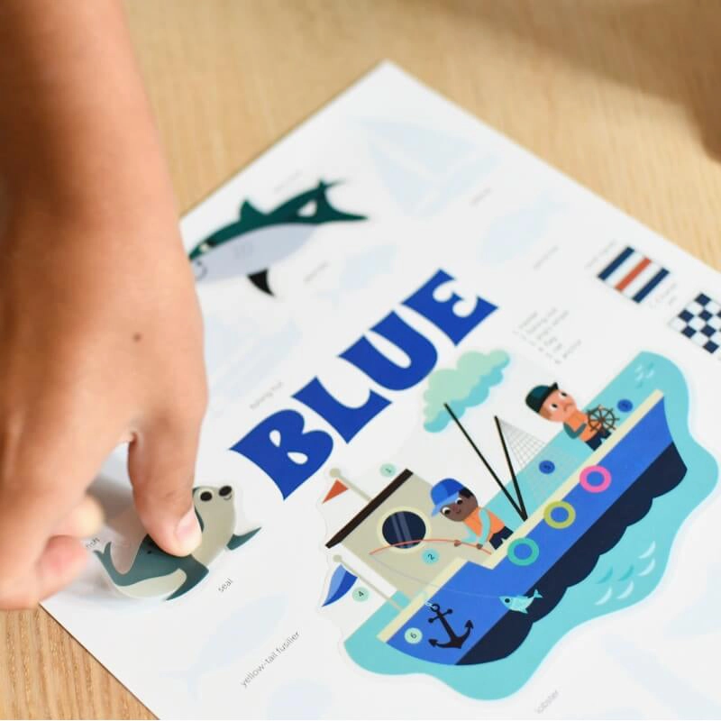 Poppik Mini Discovery The Sea Blue Educational Poster with 26 Stickers