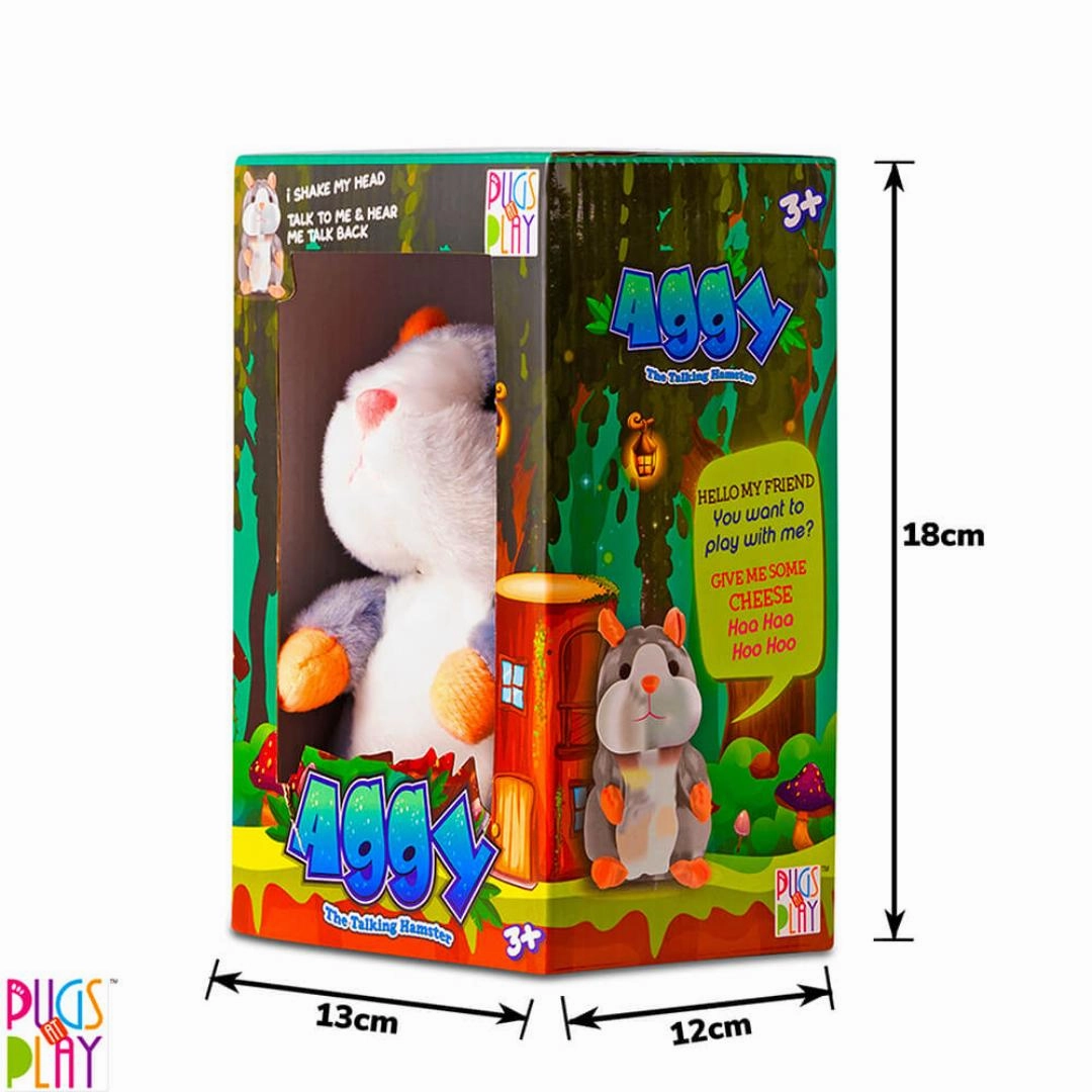 Pugs At Play Aggy And Maggy Talking Hamster Plush Toy