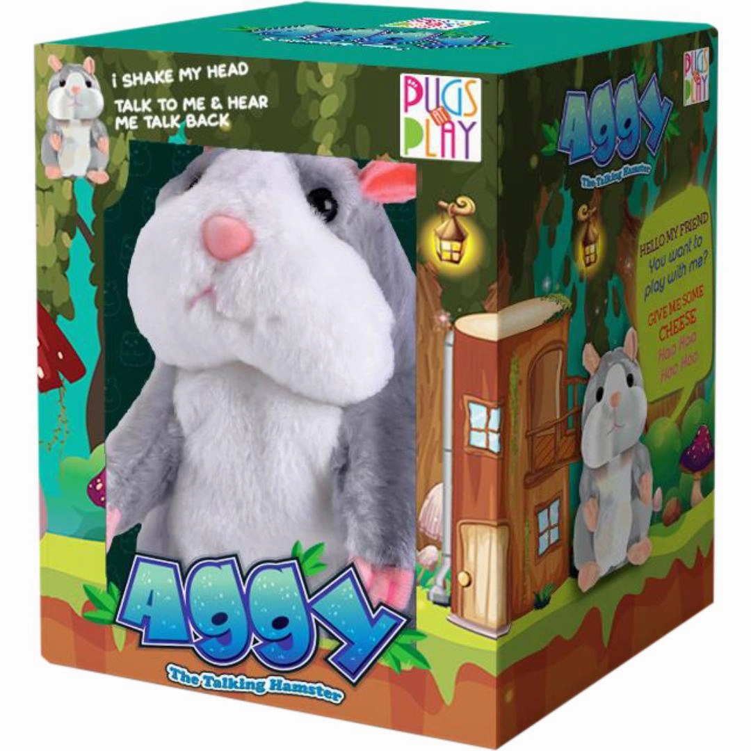 Pugs At Play Aggy And Maggy Talking Hamster Plush Toy