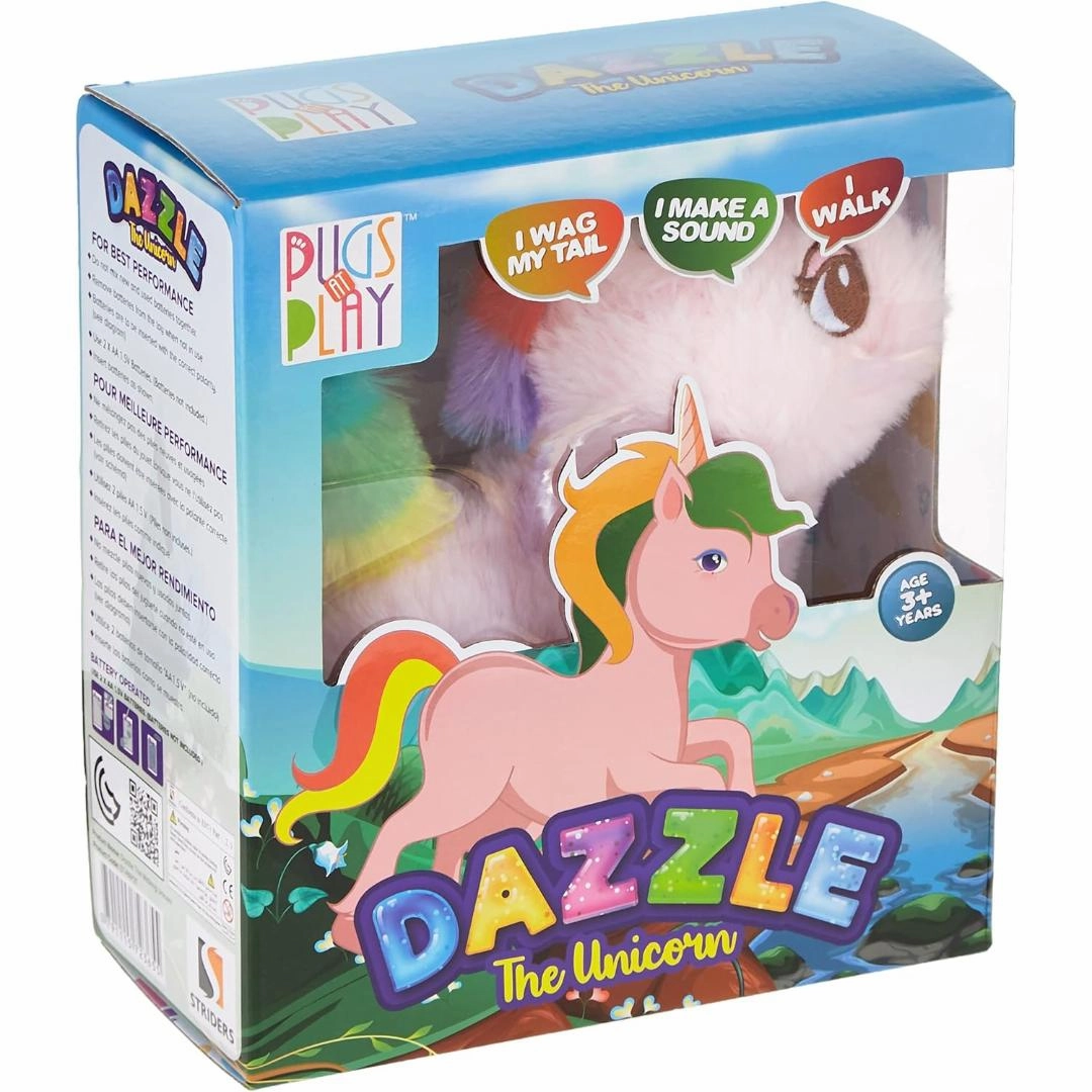 Pugs at Play Dazzle The Walking Unicorn Kids Animal Toy Multi Colour
