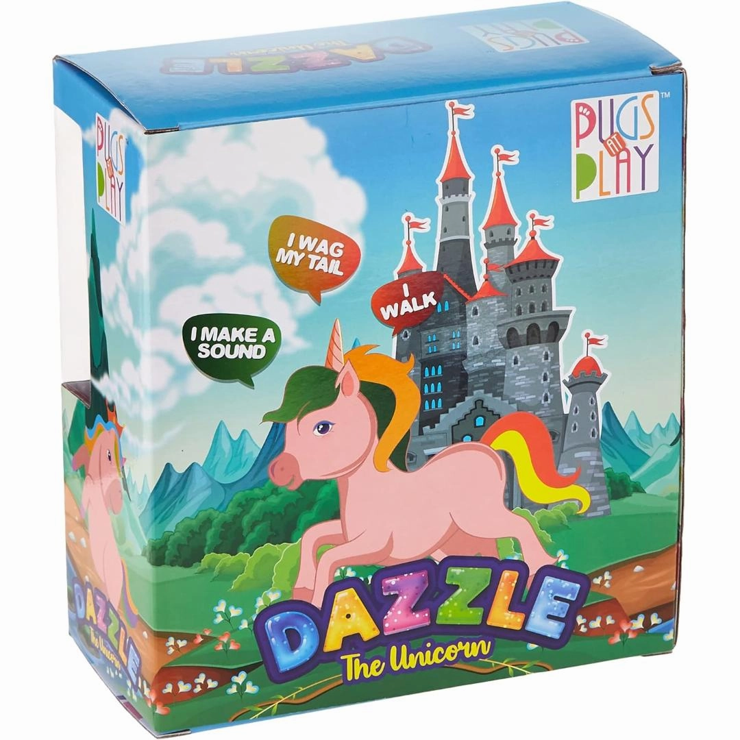 Pugs at Play Dazzle The Walking Unicorn Kids Animal Toy Multi Colour