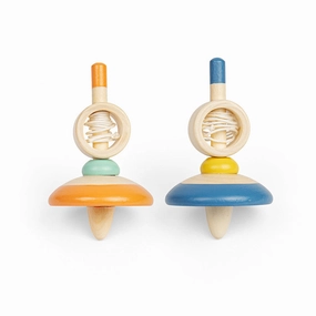 Pull String Spinning Tops - Dark Blue, Orange