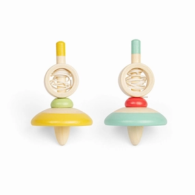 Pull String Spinning Tops - Light Blue, Yellow