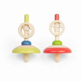 Pull String Spinning Tops - Red, Green