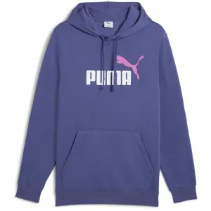 PUMA MEN'S ESSENTIALS LOGO TWO TONE FLEECE PURPLE HOODIE