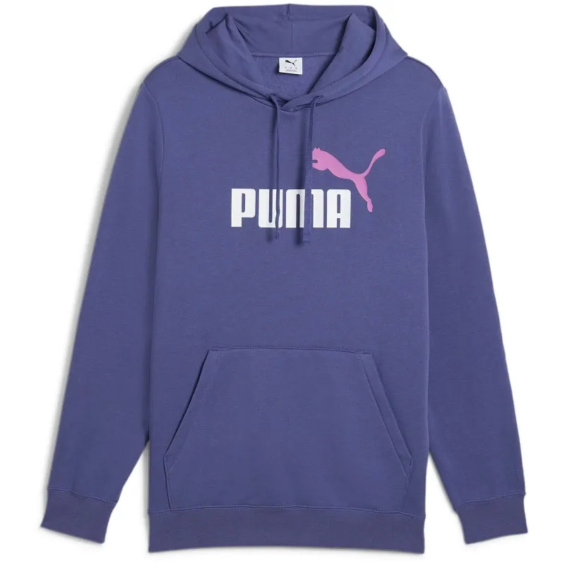 PUMA MEN'S ESSENTIALS LOGO TWO TONE FLEECE PURPLE HOODIE