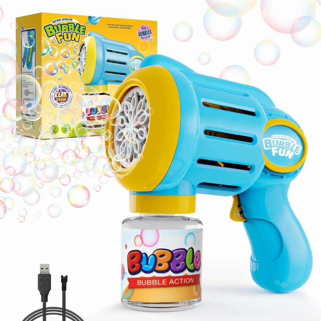 Rechargeable Bubble Gun for Kids,10000  Bubbles Per Minute