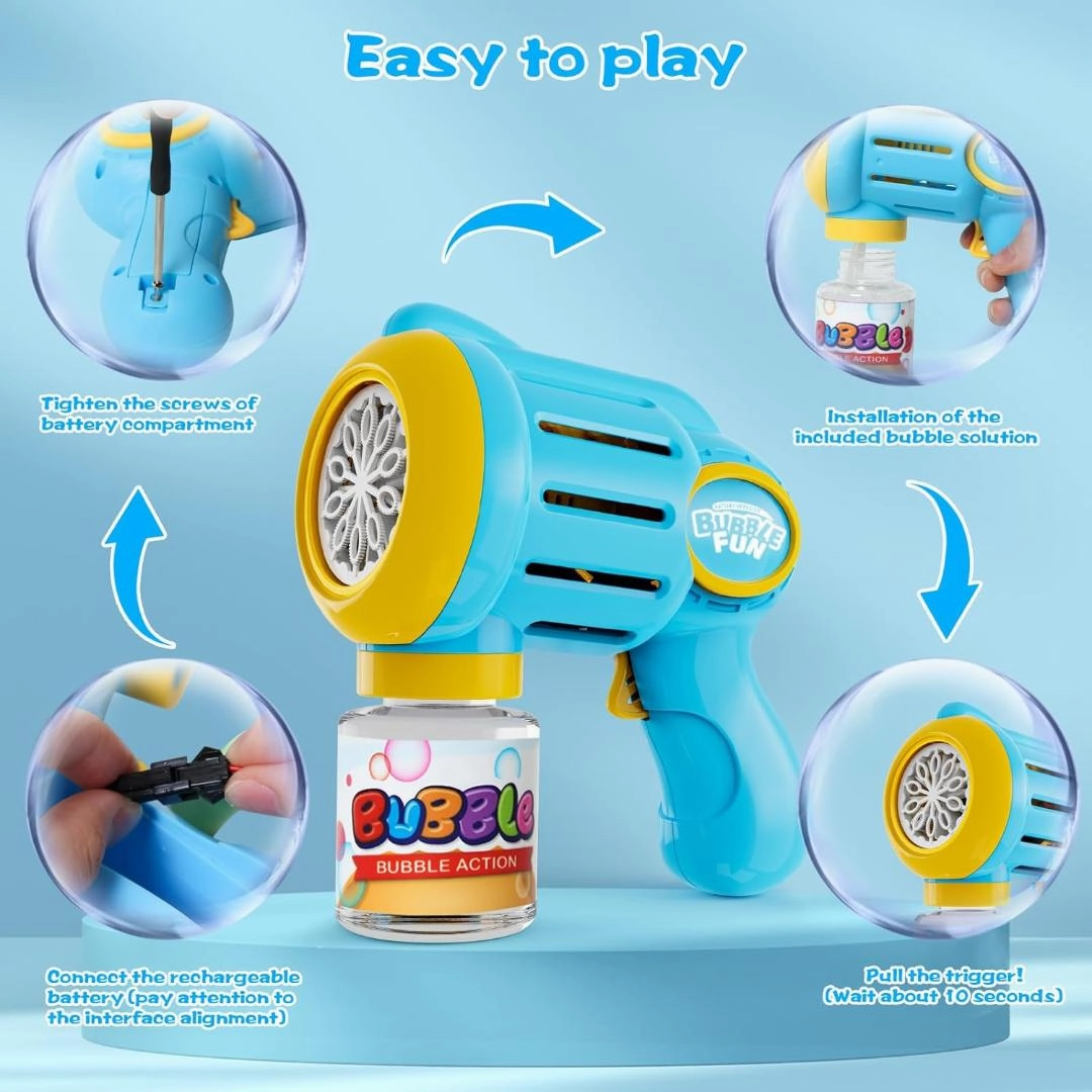 Rechargeable Bubble Gun for Kids,10000  Bubbles Per Minute