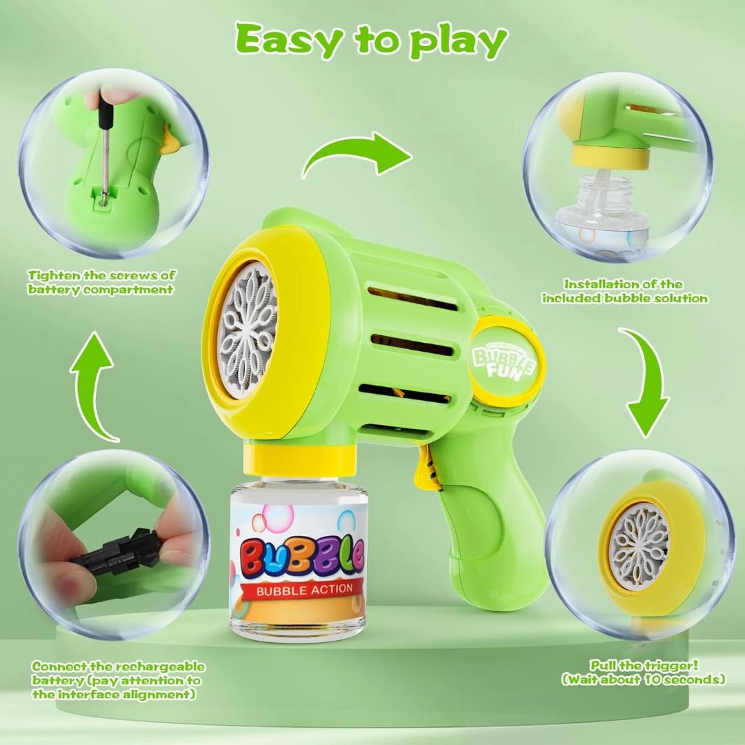 Rechargeable Bubble Gun for Kids,10000  Bubbles Per Minute