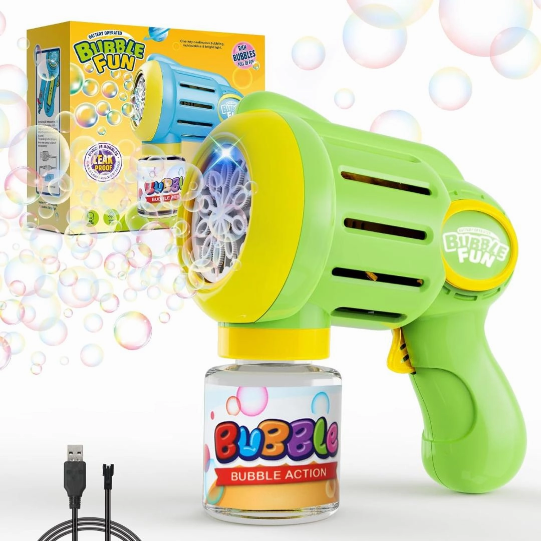 Rechargeable Bubble Gun for Kids,10000  Bubbles Per Minute