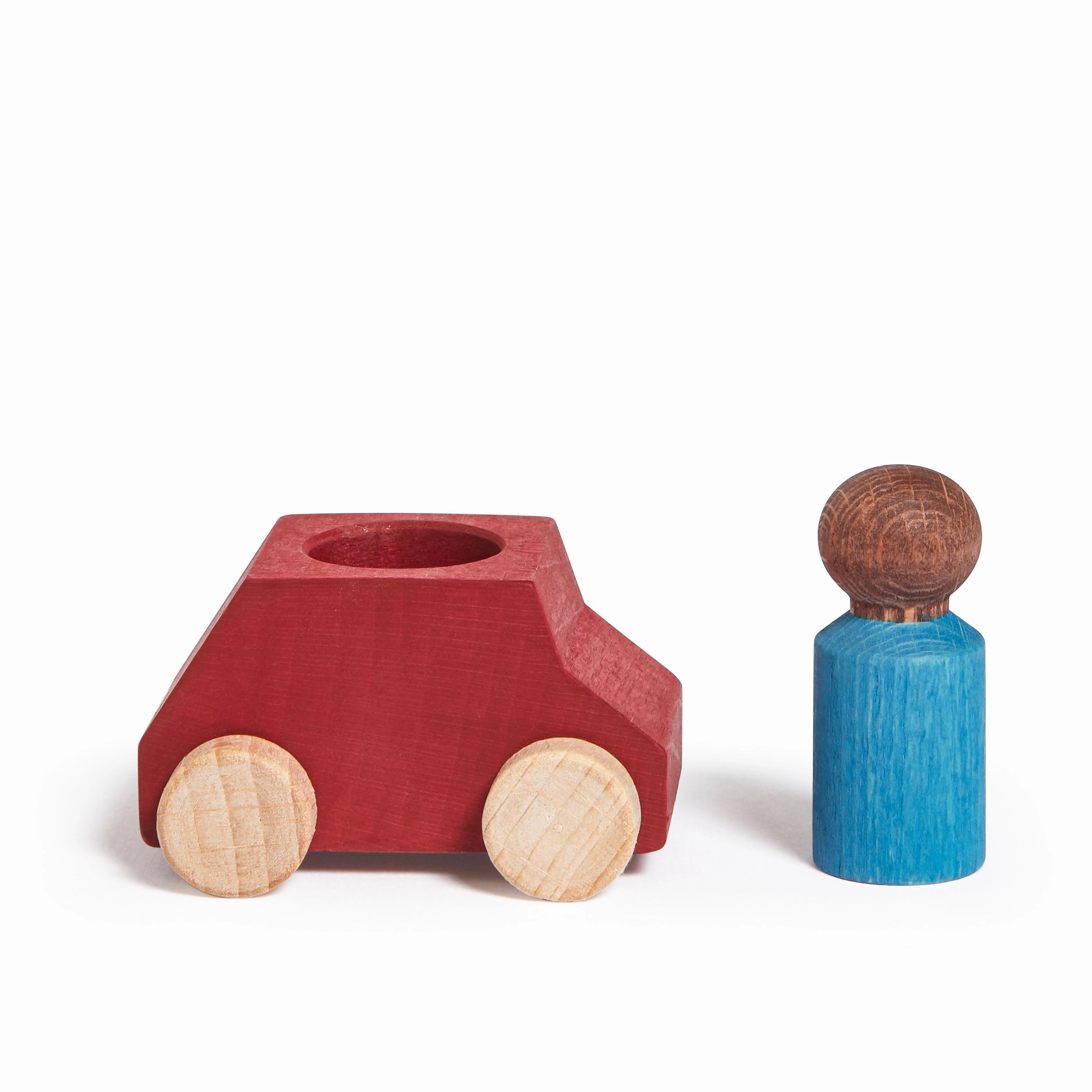 Red Wooden Car with Sky Figure