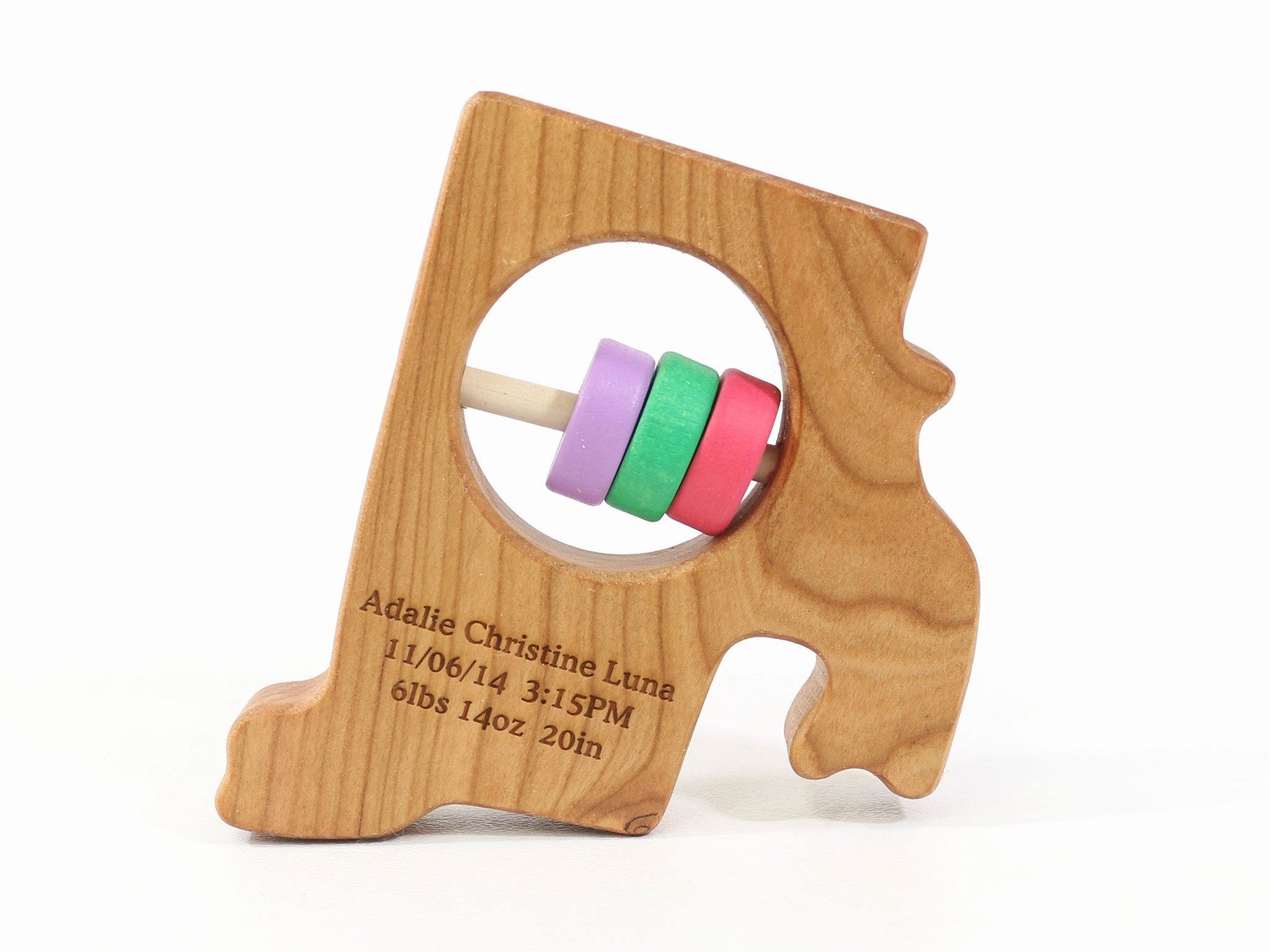 Rhode Island State Wooden Baby Rattle