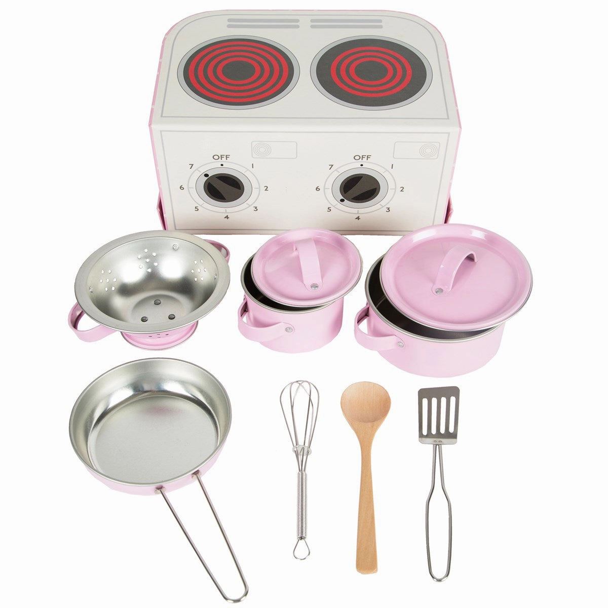 RJB Stone Kids Kitchen Cooking Box Set-Pink Polka Dot