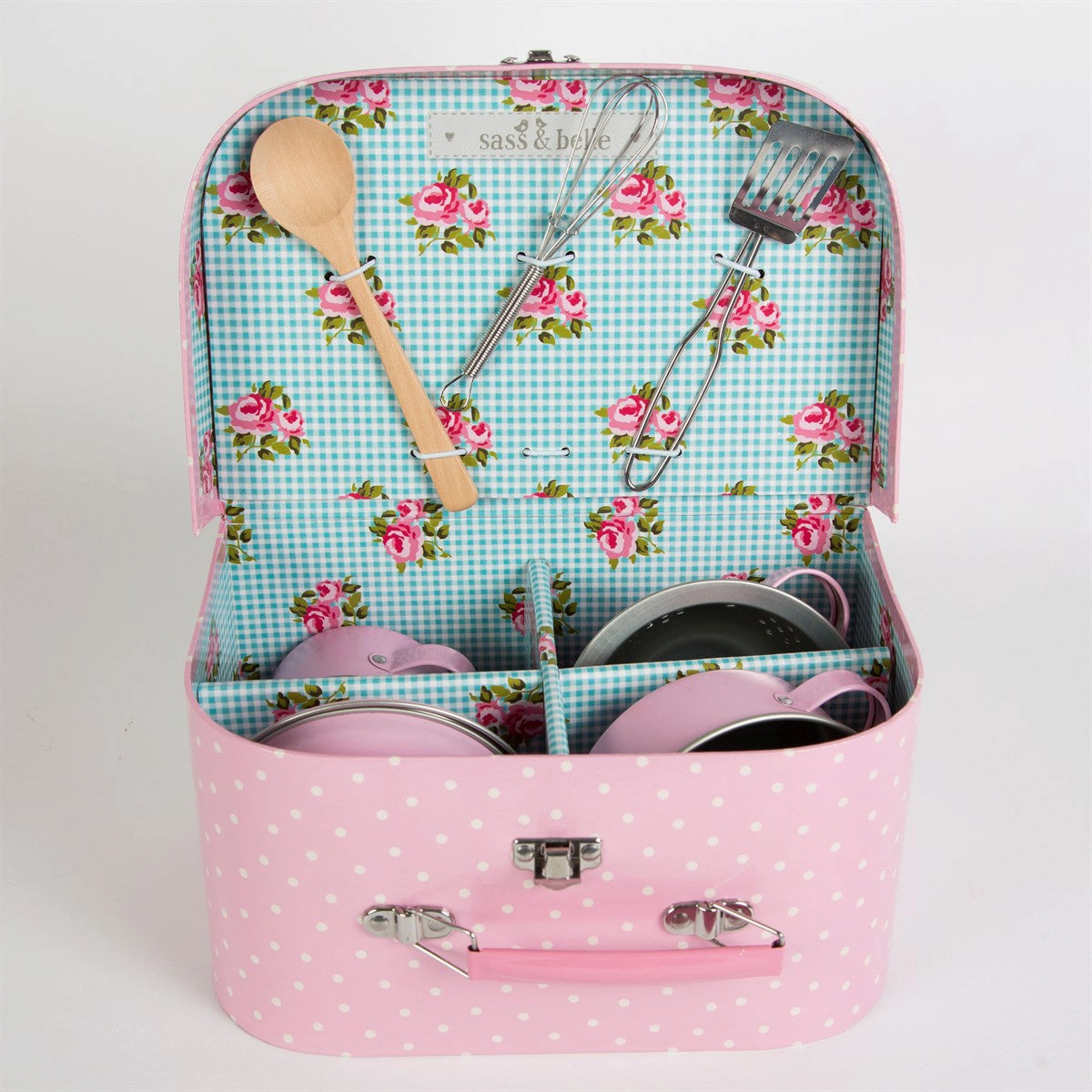 RJB Stone Kids Kitchen Cooking Box Set-Pink Polka Dot