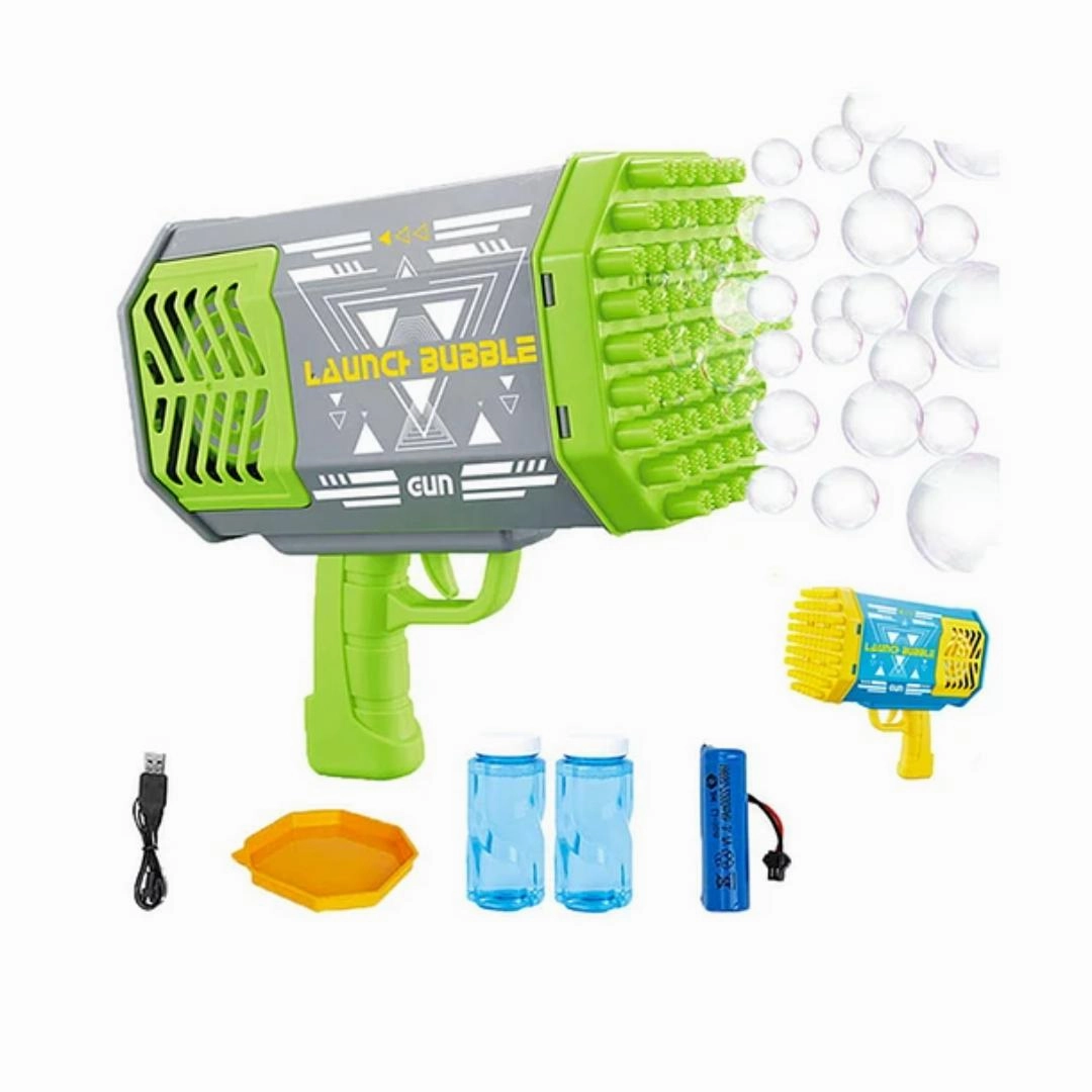 Sam Toys - Bubble Machine Colorful Lights Bubble Launcher 69 Bubble Nozzles  Bubble Gun,