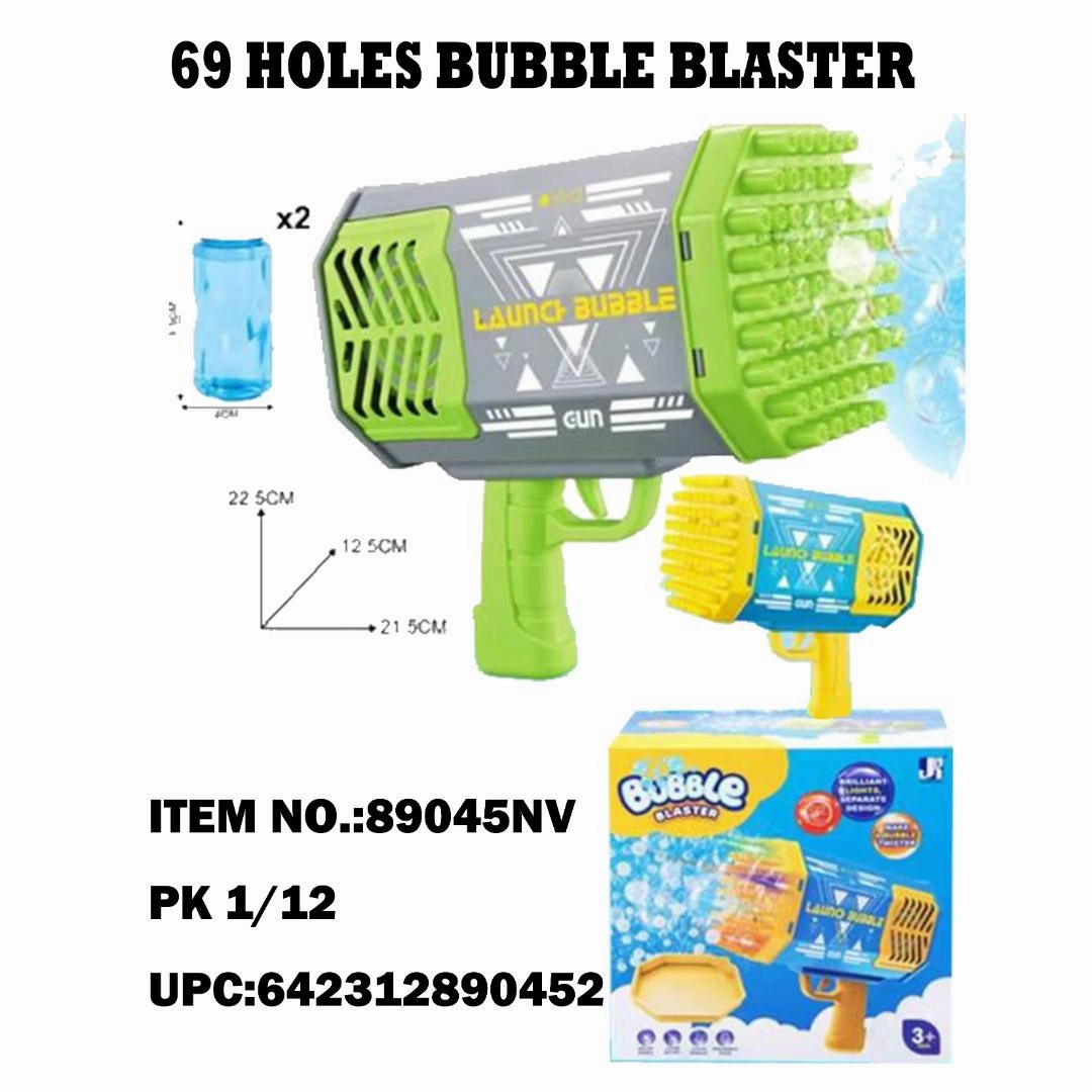 Sam Toys - Bubble Machine Colorful Lights Bubble Launcher 69 Bubble Nozzles  Bubble Gun,