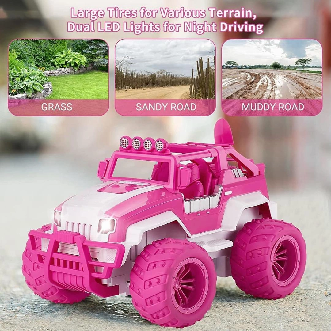 Sam Toys Remote Control 1:12 Pink Monster Truck , with Rechargeable Battery