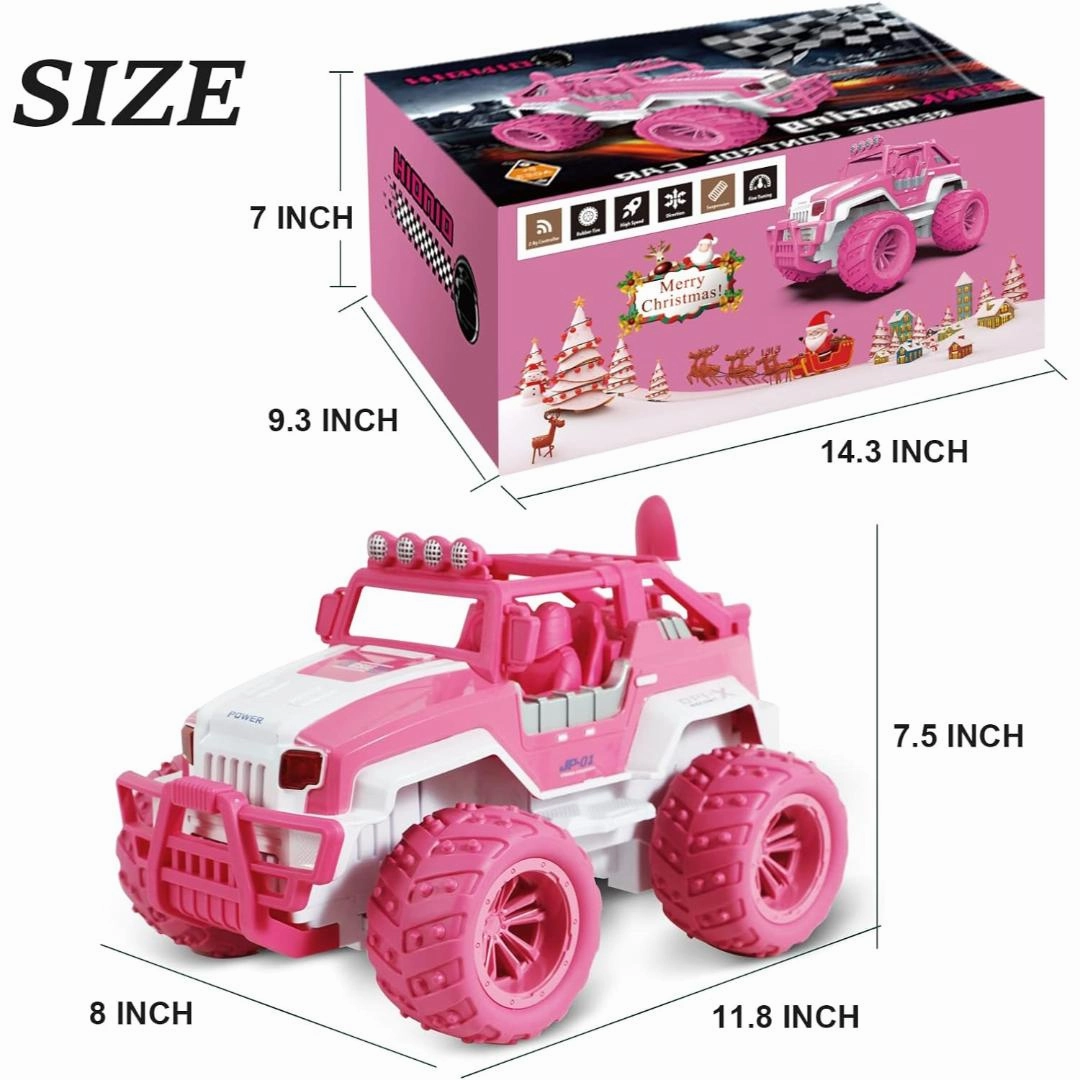 Sam Toys Remote Control 1:12 Pink Monster Truck , with Rechargeable Battery