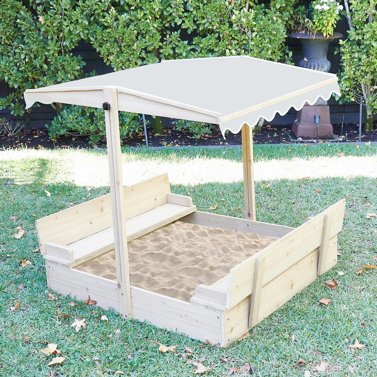 Sand Pit w/ Adjustable Canopy & Bench Seating - Preorder