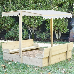 Sand Pit w/ Adjustable Canopy & Bench Seating - Preorder