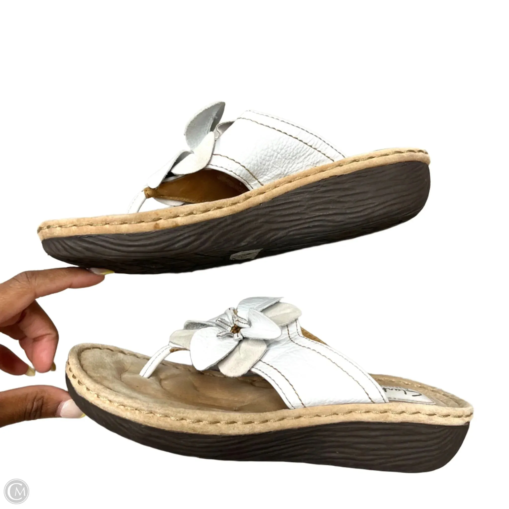 Sandals Flip Flops By Clarks In White, Size: 7.5 clarks