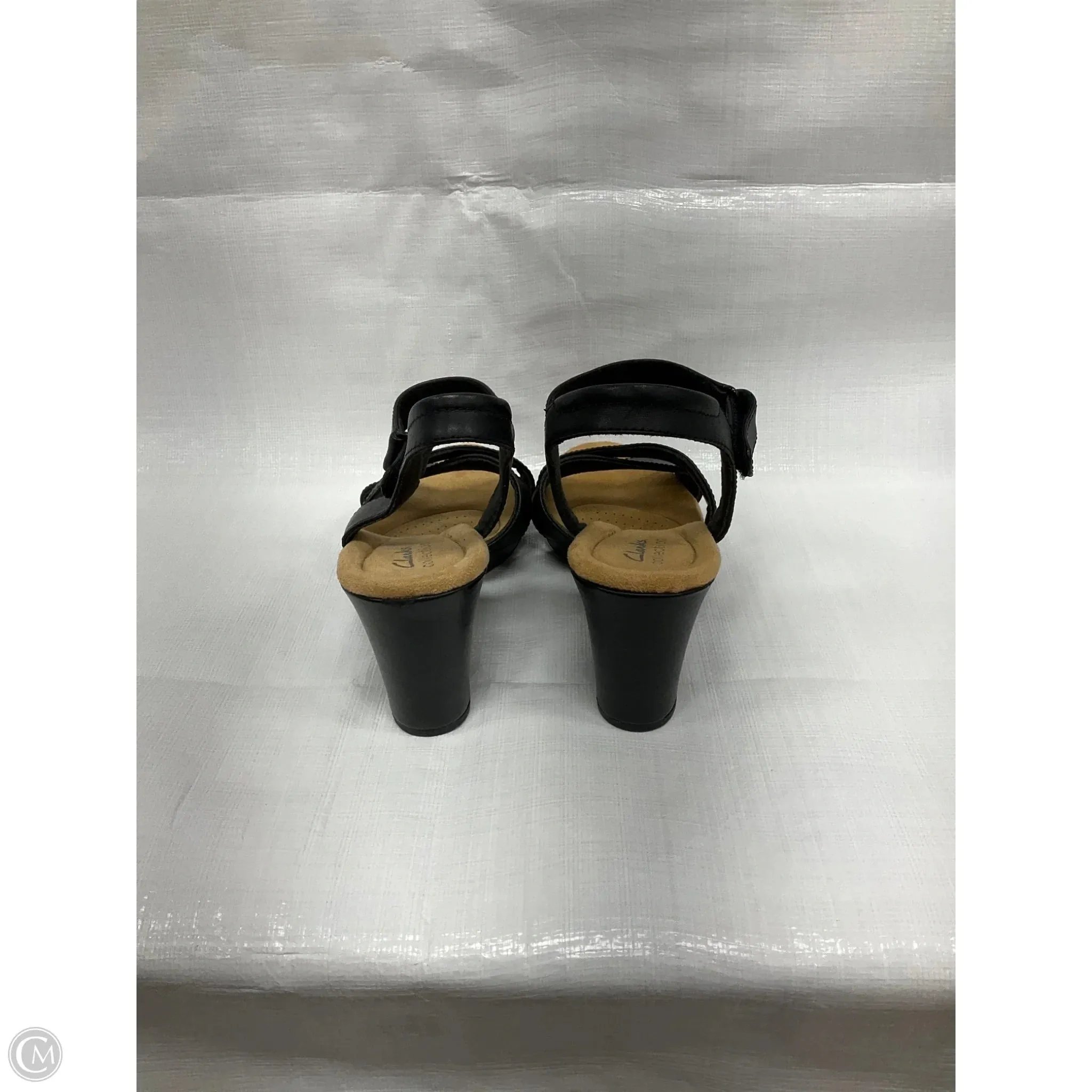 Sandals Heels Wedge By Clarks In Black, Size: 9.5