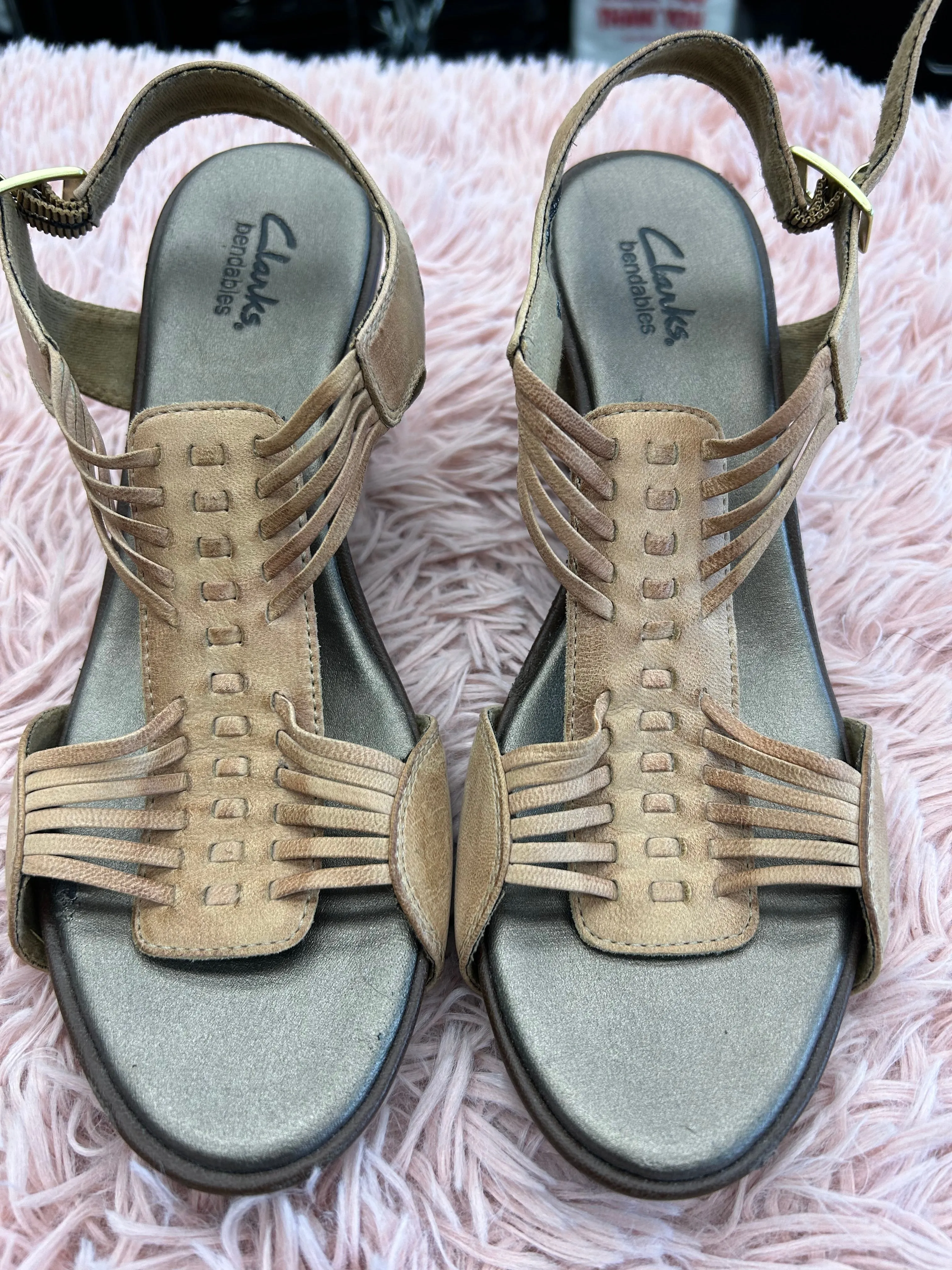 Sandals Heels Wedge By Clarks In Brown, Size: 8 clarks