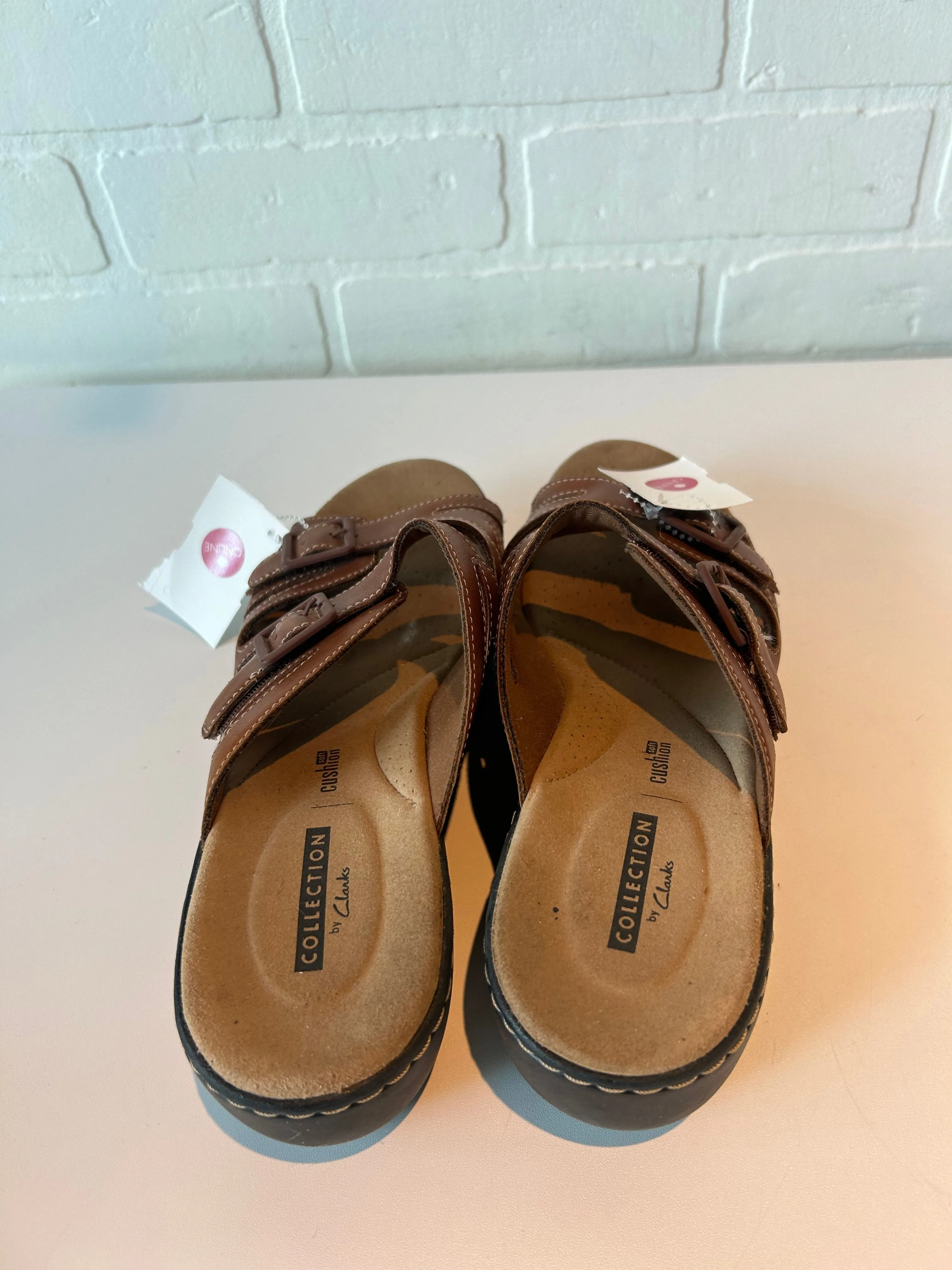 Sandals Heels Wedge By Clarks In Brown, Size: 8 clarks