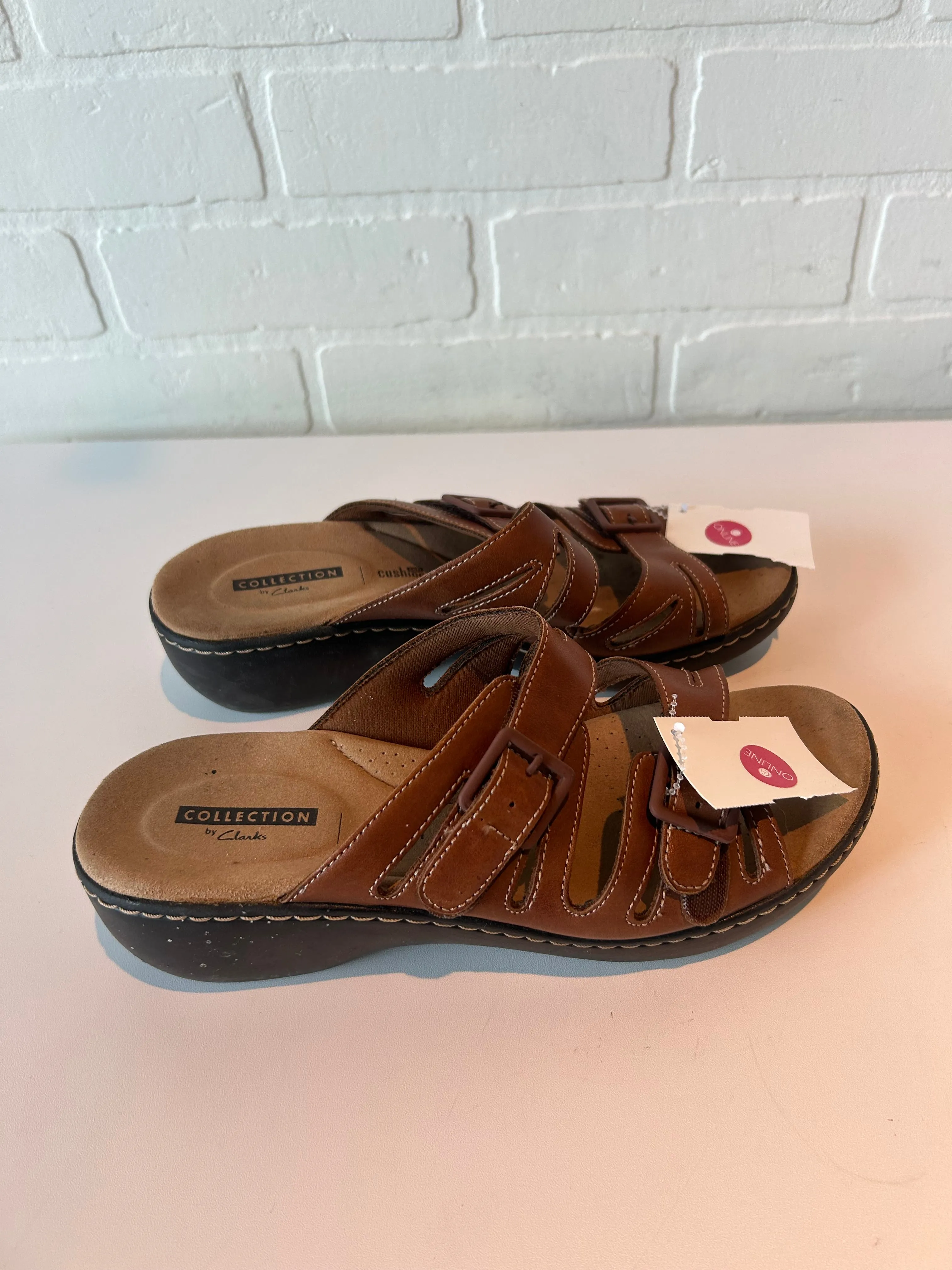 Sandals Heels Wedge By Clarks In Brown, Size: 8 clarks