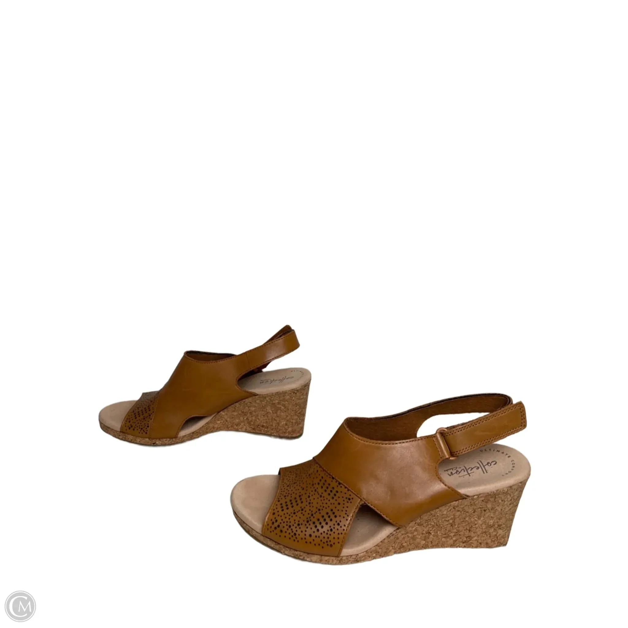Sandals Heels Wedge By Clarks In Brown, Size: 8.5 clarks
