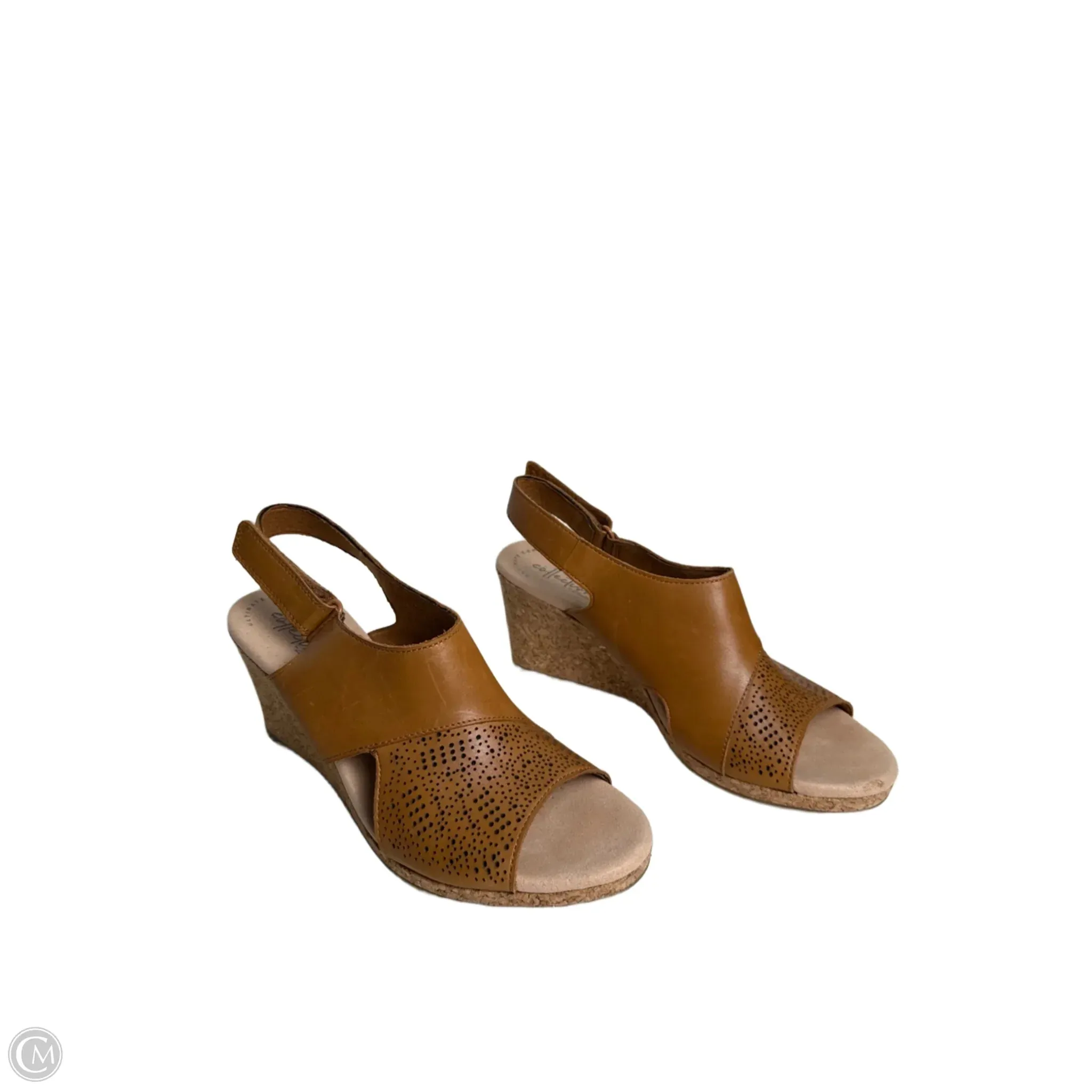 Sandals Heels Wedge By Clarks In Brown, Size: 8.5 clarks