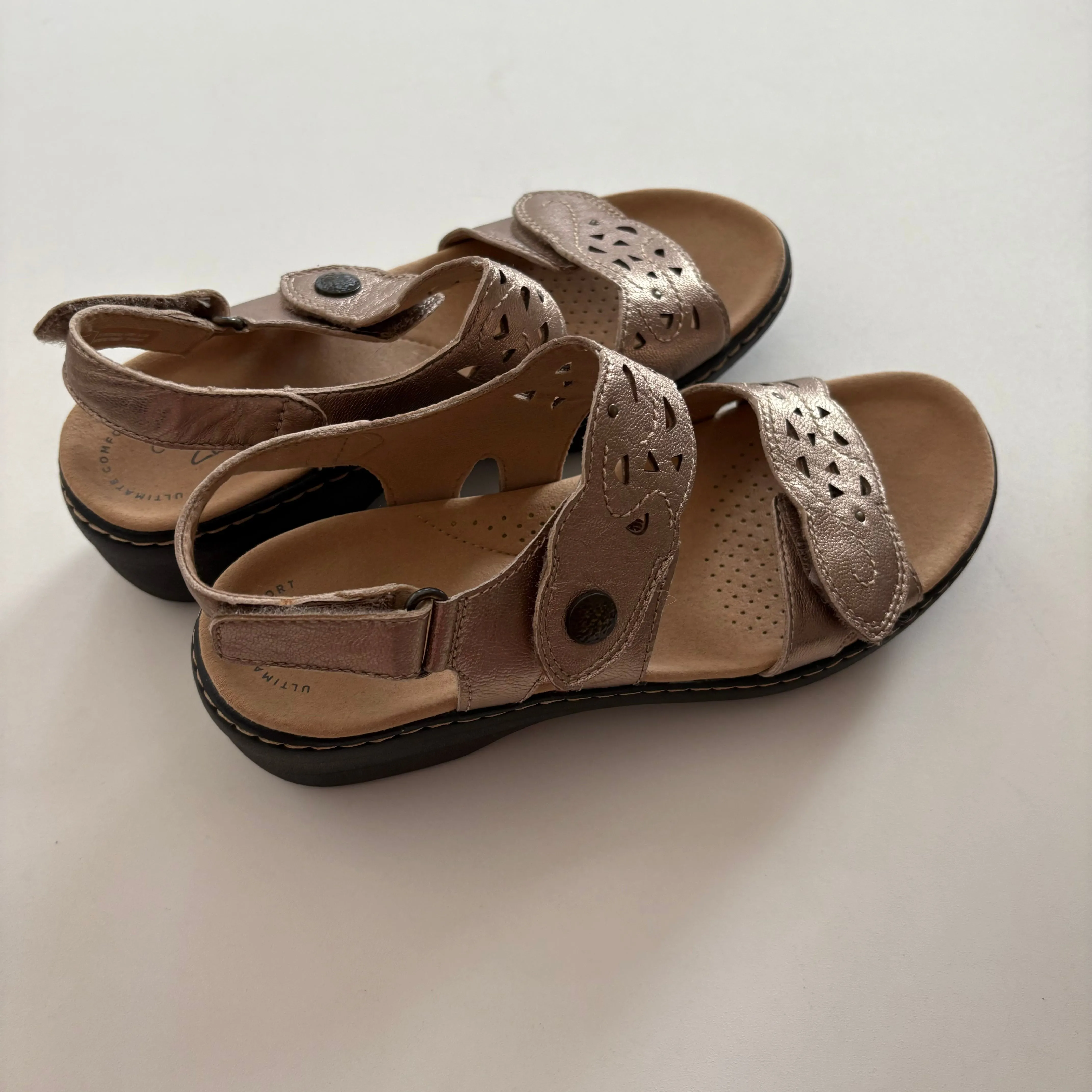 Sandals Heels Wedge By Clarks In Gold, Size: 7 clarks