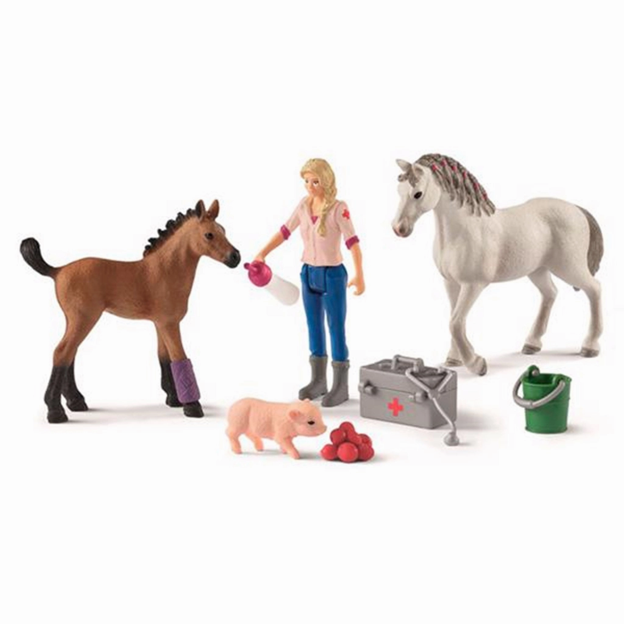 Schleich Farm World Vet visiting Mare and Foal