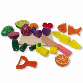 Set Of 25 Magnetic Wooden Fruits And Vegetables Kitchen Play Set