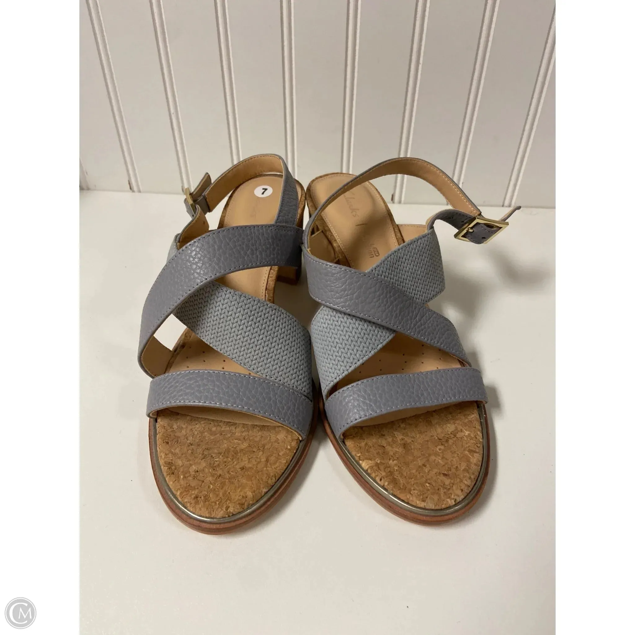 Shoes Heels Block By Clarks In Grey, Size: 7 clarks