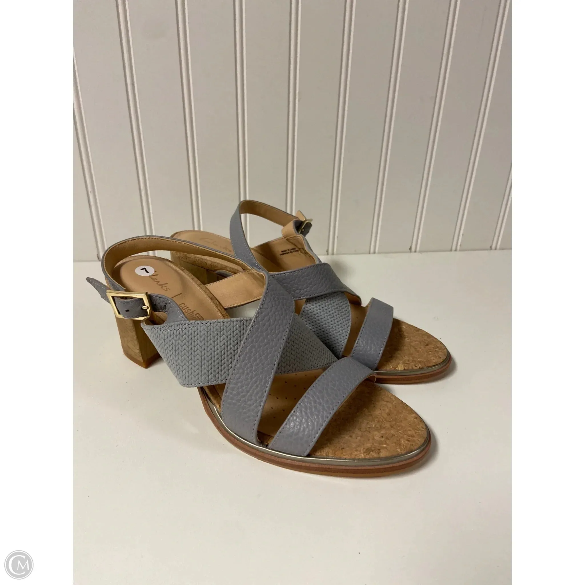Shoes Heels Block By Clarks In Grey, Size: 7 clarks
