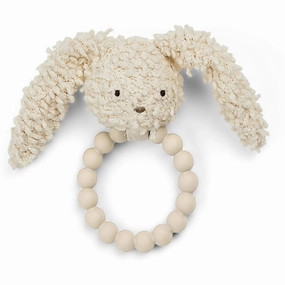 Smallstuff Rattle with Silicone Ring Bunny Off White